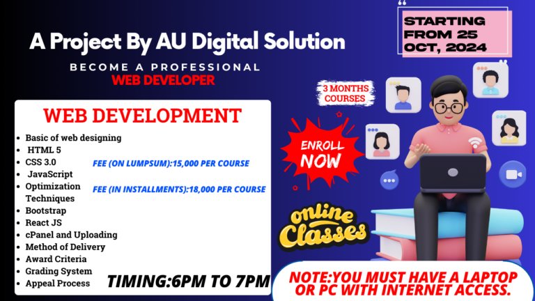 🖥️🚀 Become a Professional Web Developer with AU Digital Solution 🌐💻 | 3-Month Course Starting on October 25, 2024 🎓📅